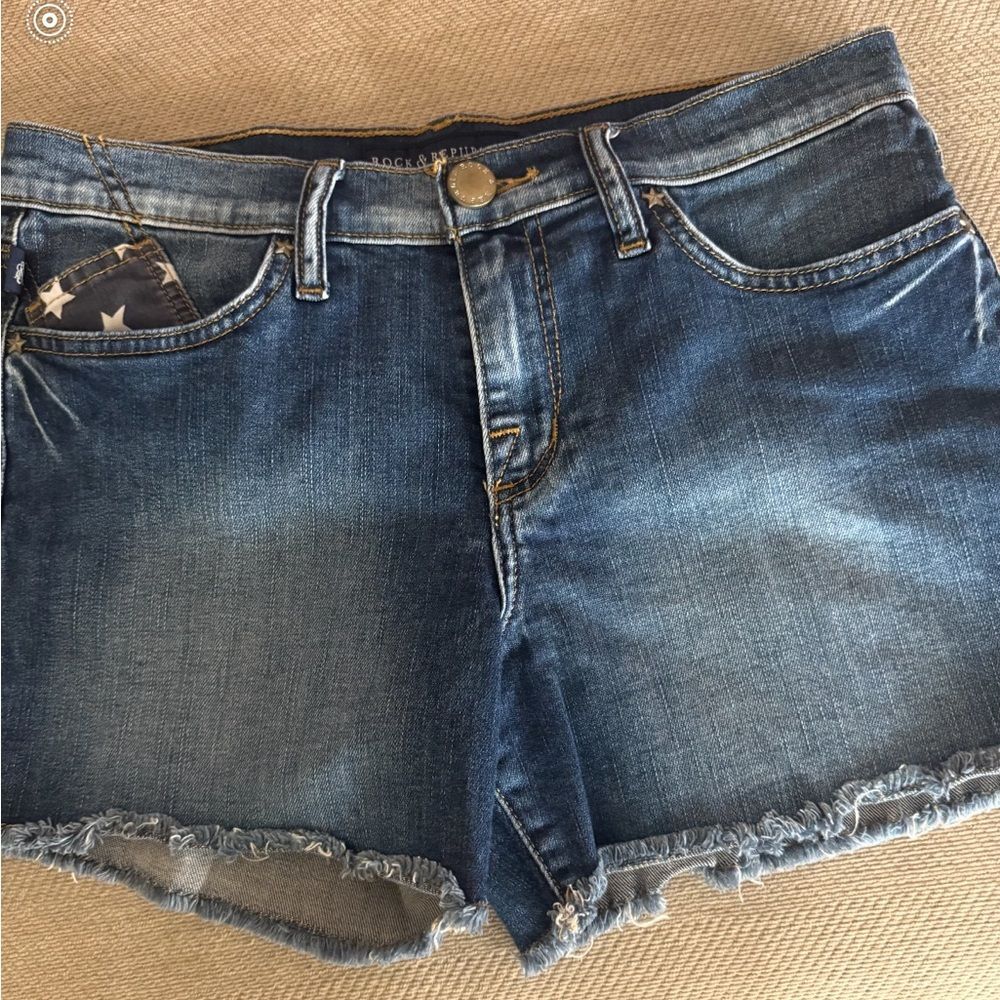 Rock & Republic Cutoff Denim Shorts American Flag Stars Size 6 - Picture 2 of 4